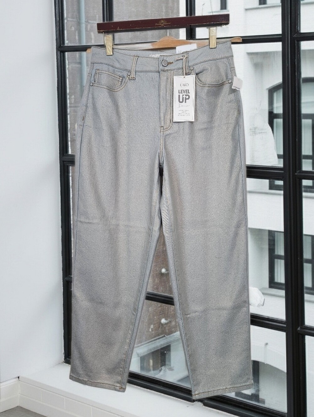 Cato High Rise Shimmer Barrel Leg Jeans Size 10